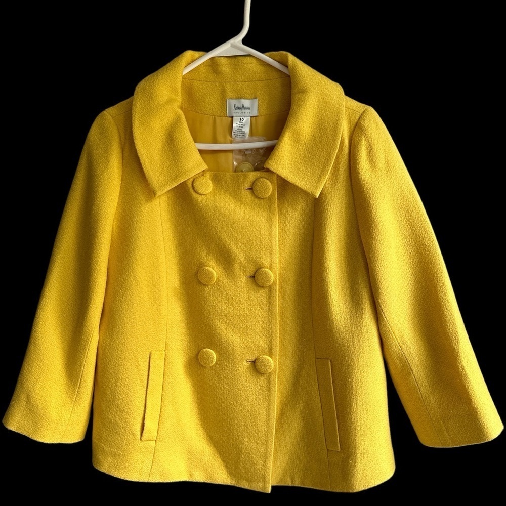 New Neiman Marcus Wool Blend Double Breasted Coat 10